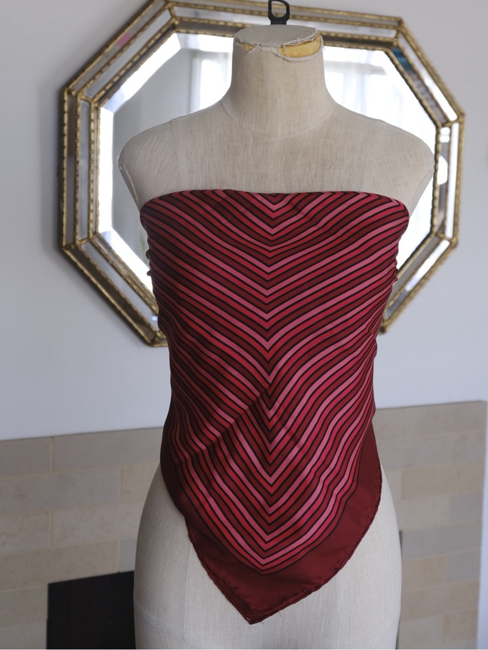 maroon & pink geometric scarf